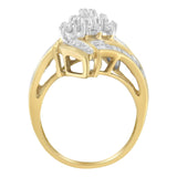 10K Yellow Gold Round and Baguette-Cut Diamond Bypass Cluster Ring (1.0 Cttw, I-J Color, I1-I2 Clarity)-1 thumbnail 2