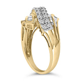 10K Yellow Gold 1.0 Cttw Round & Baguette Cut Diamond 64 Stone Bypass Style Channel Set Modern Statement Ring (H-I Color, SI1-SI2 Clarity)-4 thumbnail 5