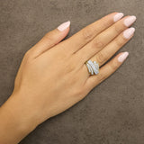 10K Yellow Gold 1.0 Cttw Round & Baguette Cut Diamond 64 Stone Bypass Style Channel Set Modern Statement Ring (H-I Color, SI1-SI2 Clarity)-2 thumbnail 3