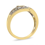 10K Yellow Gold 1 Cttw Round and Baguette-Cut Diamond Multi Row Bypass Ring Band (H-I Color, I1-I2 Clarity)-4 thumbnail 5