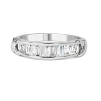 .925 Sterling Silver 1/2 Cttw Baguette Cut Diamond Channel Set X-Station Wedding Ring (H-I Color, I1-I2 Clarity)