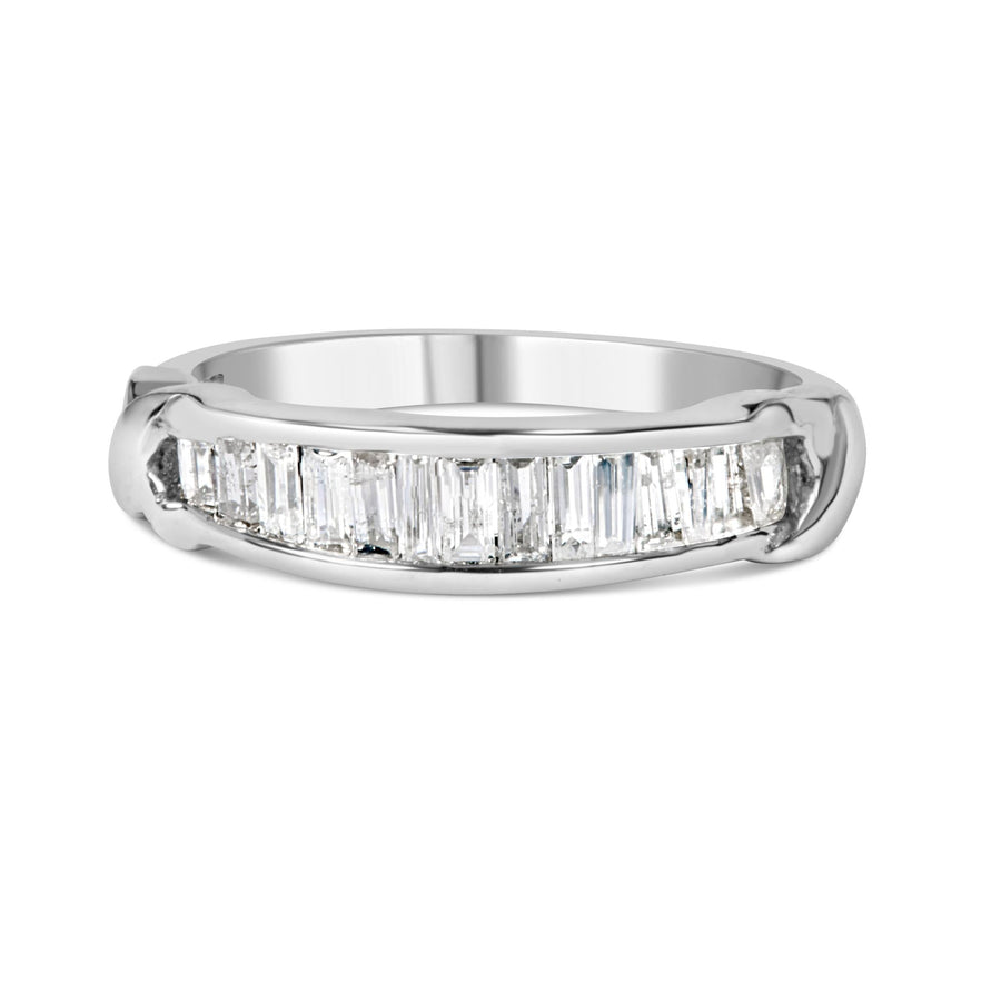 .925 Sterling Silver 1/2 Cttw Baguette Cut Diamond Channel Set X-Station Wedding Ring (H-I Color, I1-I2 Clarity)