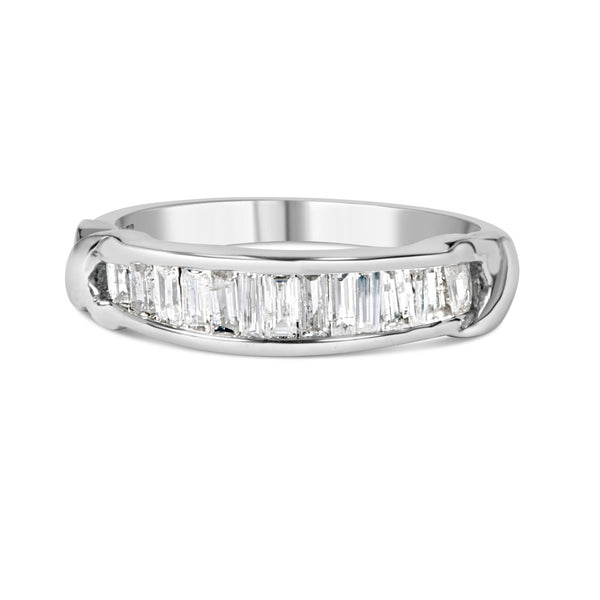 .925 Sterling Silver 1/2 Cttw Baguette Cut Diamond Channel Set X-Station Wedding Ring (H-I Color, I1-I2 Clarity)