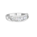 925 sterling silver ring with baguette diamond stones in X-station channel setting