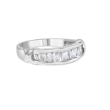 925 sterling silver ring with baguette diamond stones in X-station channel setting thumbnail 1