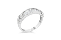 .925 Sterling Silver 1/2 Cttw Baguette Cut Diamond Channel Set X-Station Wedding Ring (H-I Color, I1-I2 Clarity)