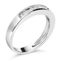 .925 Sterling Silver 1/3 Cttw Baguette Cut Diamond Channel Set Stackable Wedding Ring
