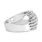 .925 Sterling Silver 1.0 Cttw Baguette-Cut Diamond 6-Row Channel Set Domed Tapered Cocktail Fashion Ring (H-I Color, I2-I3 Clarity)-1 thumbnail 2
