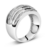 .925 Sterling Silver 1.0 Cttw Baguette-Cut Diamond 6-Row Channel Set Domed Tapered Cocktail Fashion Ring (H-I Color, I2-I3 Clarity)-3 thumbnail 4