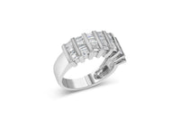 .925 Sterling Silver 1.0 Cttw Baguette Cut Diamond Vertical Channel Fluted Multi-Row Unisex Fashion Wedding Ring (H-I Color, I1-I2 Clarity)