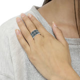14K White Gold White and Treated Blue Diamond Cocktail Ring (1 1/2 Cttw, H-I Color, I1-I2 Clarity)-2 thumbnail 3