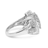 10K White Gold 1.0 Cttw Diamond Rectangular Cushion Shaped Cluster Halo Flared Band Cocktail Fashion Ring (H-I Color, SI2-I1 Clarity)-1 thumbnail 2