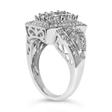 10K White Gold 1.0 Cttw Diamond Rectangular Cushion Shaped Cluster Halo Flared Band Cocktail Fashion Ring (H-I Color, SI2-I1 Clarity)-4 thumbnail 5