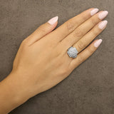 10K White Gold 1.0 Cttw Diamond Rectangular Cushion Shaped Cluster Halo Flared Band Cocktail Fashion Ring (H-I Color, SI2-I1 Clarity)-2 thumbnail 3