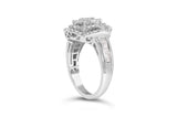 14K White Gold 1.0 Cttw Round & Baguette Cut Diamond Floral Cluster Quatrefoil Channel Set Band Cocktail Statement Ring (H-I Color, SI2-I1 Clarity)-3 thumbnail 4