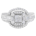 14K white gold cocktail ring with round diamond stones in H-I color