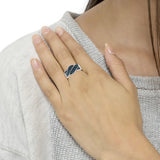 .925 Sterling Silver Treated Blue Color Diamond cocktail Ring (1/2 Cttw, Treated Blue Color, I2-I3 Clarity)-2 thumbnail 3