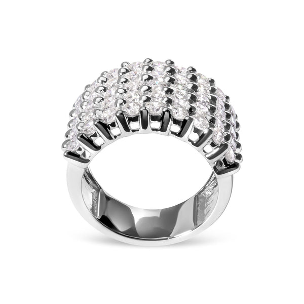 14k White Gold 4.0 Cttw Diamond 5 Row Ring Band (I-J Color, I1-I2 Clarity)