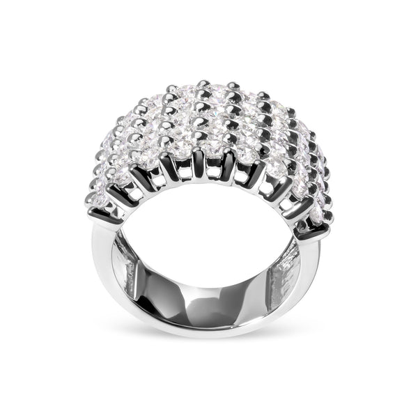 14k White Gold 4.0 Cttw Diamond 5 Row Ring Band (I-J Color, I1-I2 Clarity)