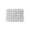14K white gold ring with 5 rows of round diamond stones
