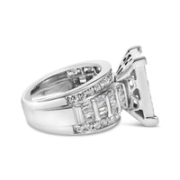 14K White Gold 2.0 Cttw Mixed-Cut Diamond Rectangle Invisible-Set Composite Cluster Ring with Bar- and Channel-Set Band (H-I Color, SI2-I1 Clarity)