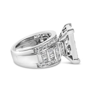 14K White Gold 2.0 Cttw Mixed-Cut Diamond Rectangle Invisible-Set Composite Cluster Ring with Bar- and Channel-Set Band (H-I Color, SI2-I1 Clarity)-1