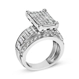 14K White Gold 2.0 Cttw Mixed-Cut Diamond Rectangle Invisible-Set Composite Cluster Ring with Bar- and Channel-Set Band (H-I Color, SI2-I1 Clarity)-3 thumbnail 4
