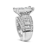 14K White Gold 2.0 Cttw Mixed-Cut Diamond Rectangle Invisible-Set Composite Cluster Ring with Bar- and Channel-Set Band (H-I Color, SI2-I1 Clarity)-4 thumbnail 5