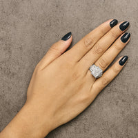 14K White Gold 2.0 Cttw Mixed-Cut Diamond Rectangle Invisible-Set Composite Cluster Ring with Bar- and Channel-Set Band (H-I Color, SI2-I1 Clarity)