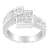 14K White Gold Princess and Baguette-cut Diamond Ring (1 1/3 Cttw, G-H Color, SI2-I1 Clarity)-4 thumbnail 5