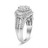 14K White Gold 1 1/2 Cttw Diamond Floral Cluster and Studded Shank Halo Ring (H-I Color, SI2-I1 Clarity)-3 thumbnail 4