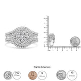 14K White Gold 1 1/2 Cttw Diamond Floral Cluster and Studded Shank Halo Ring (H-I Color, SI2-I1 Clarity)-4 thumbnail 5