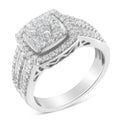 10K white gold cluster ring with round diamond stones totaling 1 carat