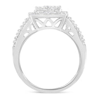 10K White Gold Diamond Cluster Ring (1 Cttw, H-I Color, I1-I2 Clarity)