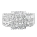 10K white gold cluster ring with small round diamond stones, 1 ct total