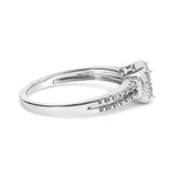 .925 Sterling Silver 1/4 Cttw Princess-cut Diamond Composite Ring with Beaded Halo (H-I Color, SI1-SI2 Clarity)-1 thumbnail 2