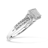 .925 Sterling Silver 1/4 Cttw Princess-cut Diamond Composite Ring with Beaded Halo (H-I Color, SI1-SI2 Clarity)-3 thumbnail 4