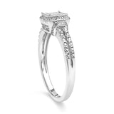 .925 Sterling Silver 1/4 Cttw Princess-cut Diamond Composite Ring with Beaded Halo (H-I Color, SI1-SI2 Clarity)-4 thumbnail 5