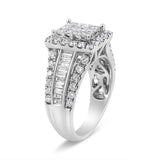 14K White Gold 2.00 Cttw Composite Head with Halo and Side Stones Diamond Ring (H-I Color, SI1-SI2 Clarity)-3 thumbnail 4