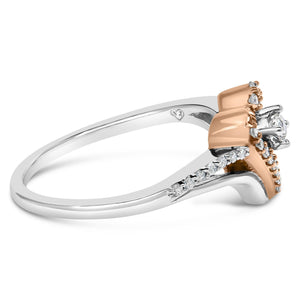 10K Rose Gold Plated .925 Sterling Silver 1/5 Cttw Diamond Two Tone Open Heart Promise or Fashion Ring (I-J Color, I2-I3 Clarity)-1