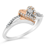 10K Rose Gold Plated .925 Sterling Silver 1/5 Cttw Diamond Two Tone Open Heart Promise or Fashion Ring (I-J Color, I2-I3 Clarity)-3 thumbnail 4