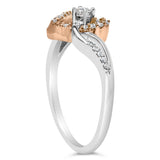 10K Rose Gold Plated .925 Sterling Silver 1/5 Cttw Diamond Two Tone Open Heart Promise or Fashion Ring (I-J Color, I2-I3 Clarity)-4 thumbnail 5