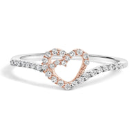 10K Two Toned Gold Diamond Heart Cocktail Ring (1/5 Cttw, H-I Color, I1-I2 Clarity)