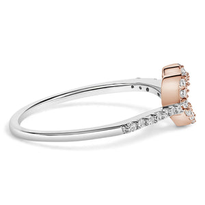 10K Rose Gold over .925 Sterling Silver 1/5 Cttw Diamond Two Tone Open Heart Promise or Fashion Ring (I-J Color, I2-I3 Clarity)-1