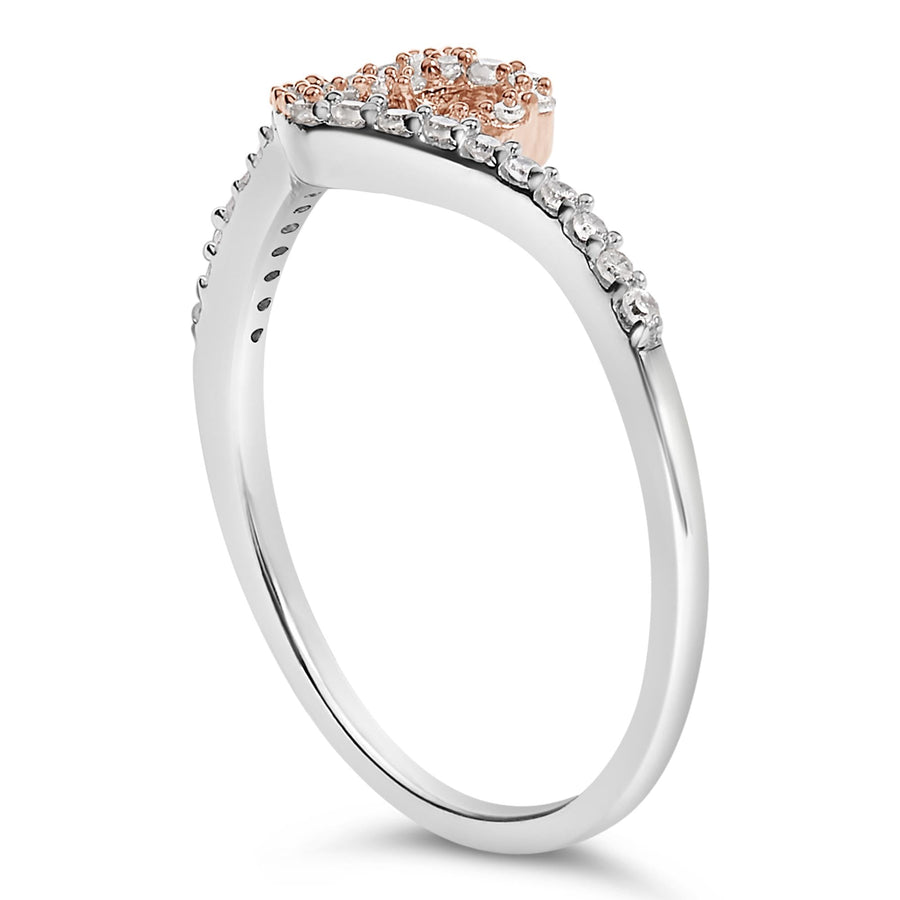 10K Two Toned Gold Diamond Heart Cocktail Ring (1/5 Cttw, H-I Color, I1-I2 Clarity)