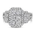 14K white gold cocktail ring with clustered round diamond stones