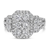 14K white gold cocktail ring with clustered round diamond stones thumbnail 1