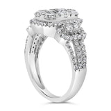 14K White Gold 2 1/4 Cttw Diamond Cocktail Cluster Ring (G-H Color, SI2-I1 Clarity)-4 thumbnail 5