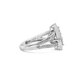 .925 Sterling Silver 1/3 Cttw Invisible Set Princess-Cut Diamond Rhombus and Beaded Halo Ring (H-I Color, SI1-SI2 Clarity)-1 thumbnail 2