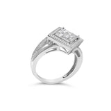 .925 Sterling Silver 1/3 Cttw Invisible Set Princess-Cut Diamond Rhombus and Beaded Halo Ring (H-I Color, SI1-SI2 Clarity)-3 thumbnail 4